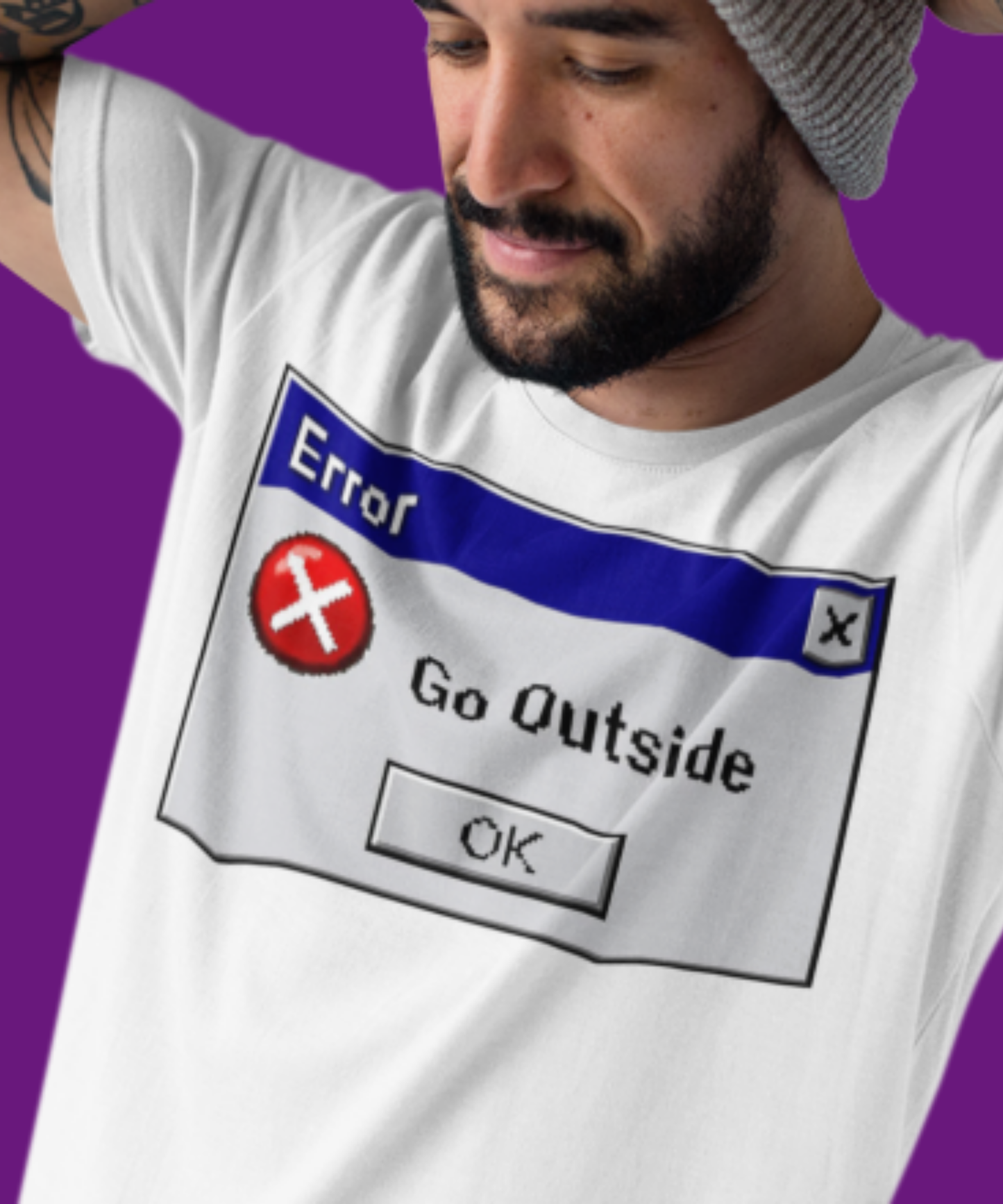 Transport yourself back to the era of dial-up tones and floppy disks with our "Go Outside" 90s Error Message T-Shirt.| Women's Relaxed T-Shirt | Bella + Canvas 6400 White