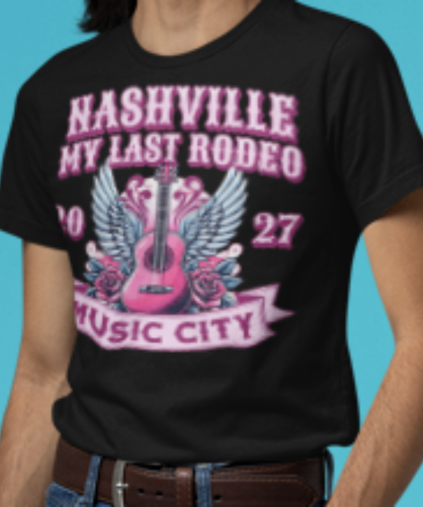 🎸 My Last Rodeo 2027: Neon Music City Guitar Tee  Premium Unisex Crewneck T-shirt | Bella + Canvas 3001