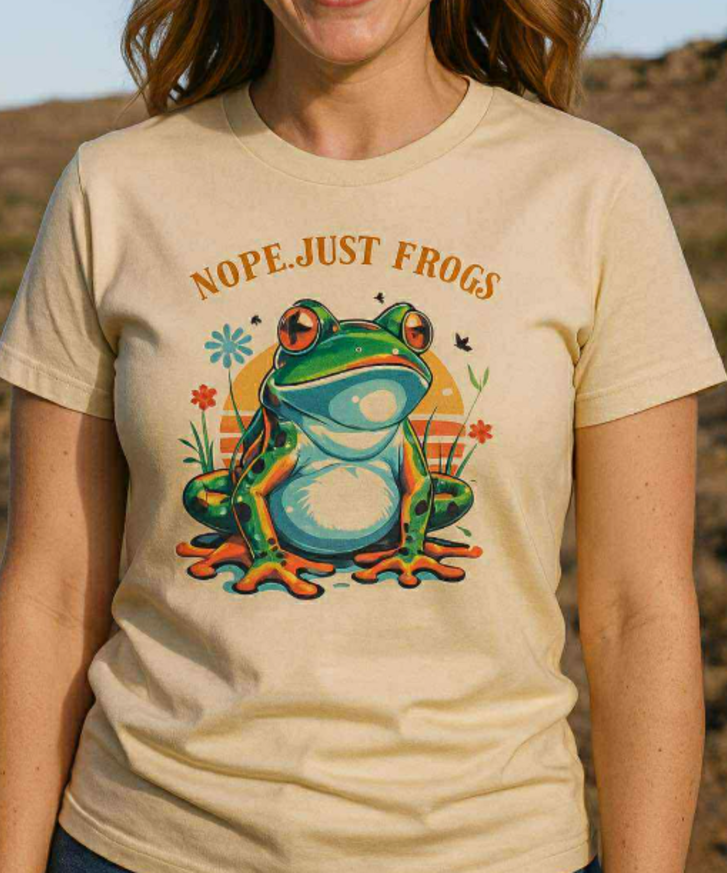 Nope. Just Frogs. Great Gift for Retro Frog Lovers  Premium Unisex Crewneck T-shirt | Bella + Canvas 3001