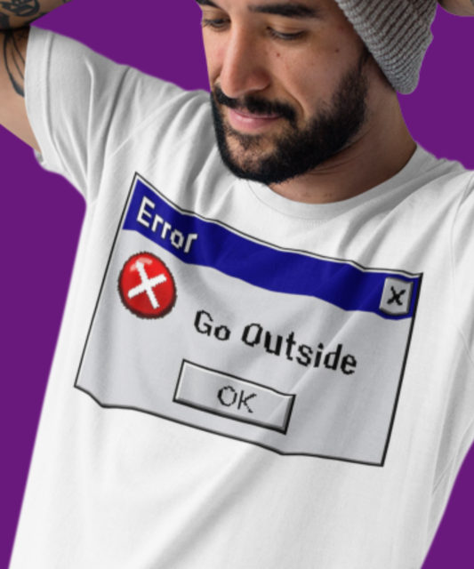 Transport yourself back to the era of dial-up tones and floppy disks with our "Go Outside" 90s Error Message T-Shirt.| Women's Relaxed T-Shirt | Bella + Canvas 6400 White