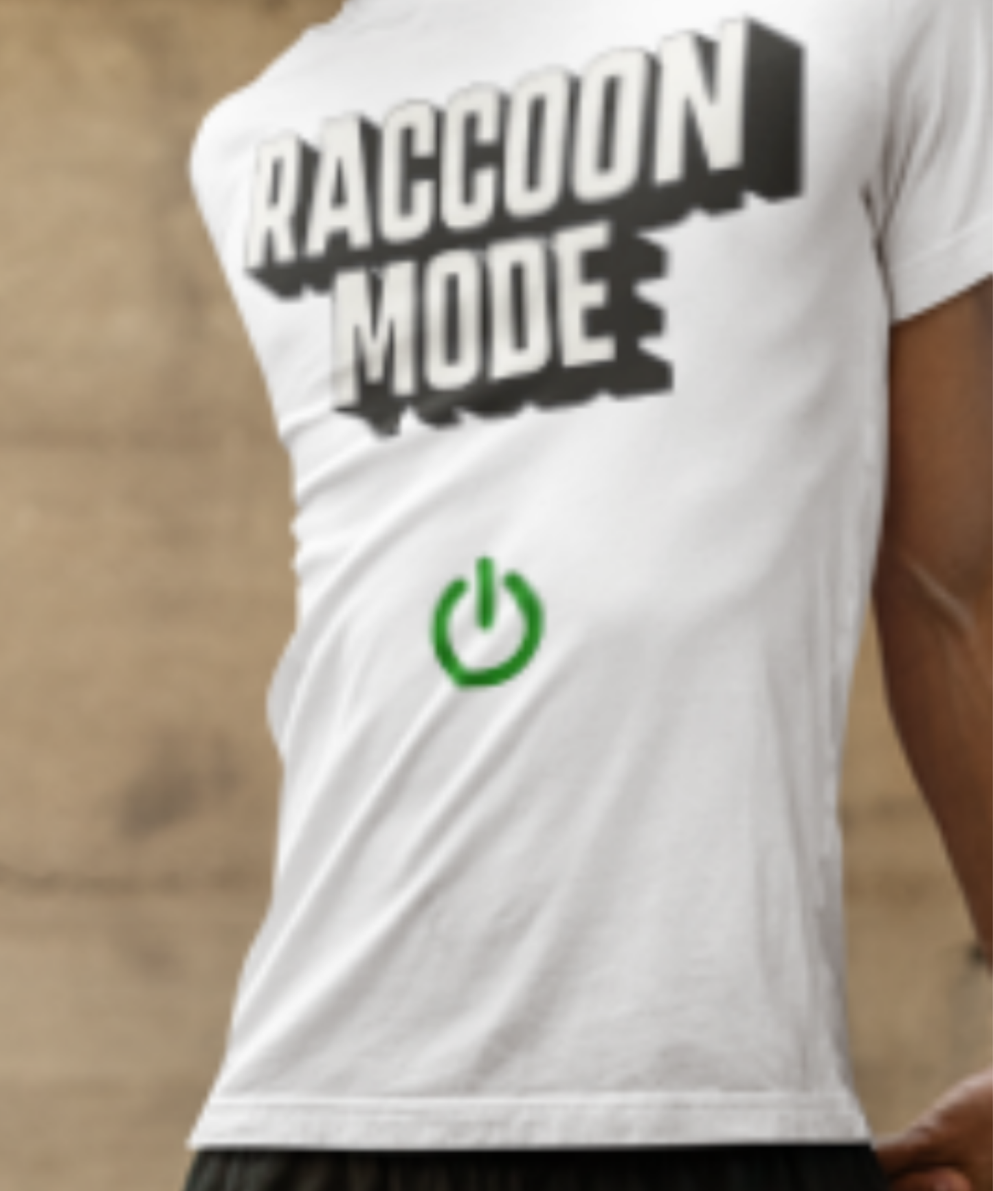 Raccoon Mode On Button Funny T-shirt Funny Gift Premium Unisex Crewneck T-shirt | Bella + Canvas 3001