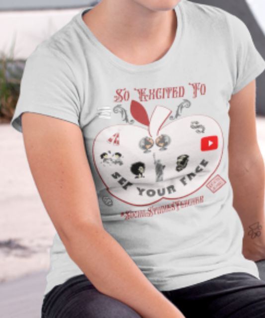 Back to School Apple Design Social Studies Props Social Studies Teacher So Excited To See Your Face" Great Gift for Social Studies Teacher Premium Unisex Crewneck T-shirt | Bella + Canvas 3001