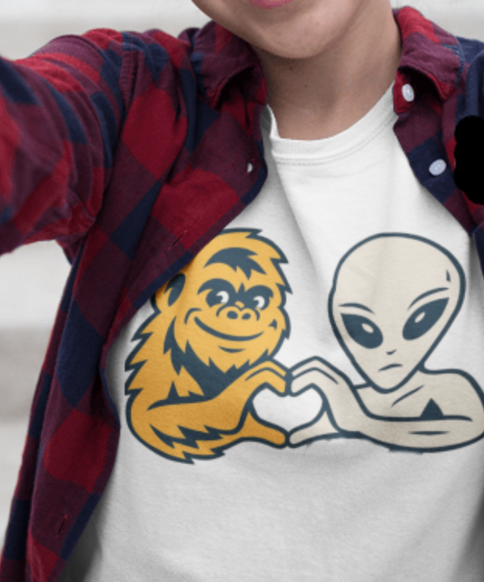 Sasquatch and Alien enthusiasts. Great gift for sasquatch and alien fanatics. Premium Unisex Crewneck T-shirt | Bella + Canvas 3001