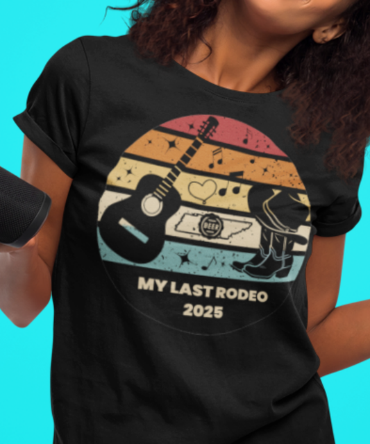 My Last Rodeo 2025 Destination Nashville Bachelor or Bachelorette Party Shirt | Great Gift for Bride Bridesmaids Bridal Party Groom Groomsmen Groom Party Premium Unisex Crewneck T-shirt | Bella + Canvas 3001