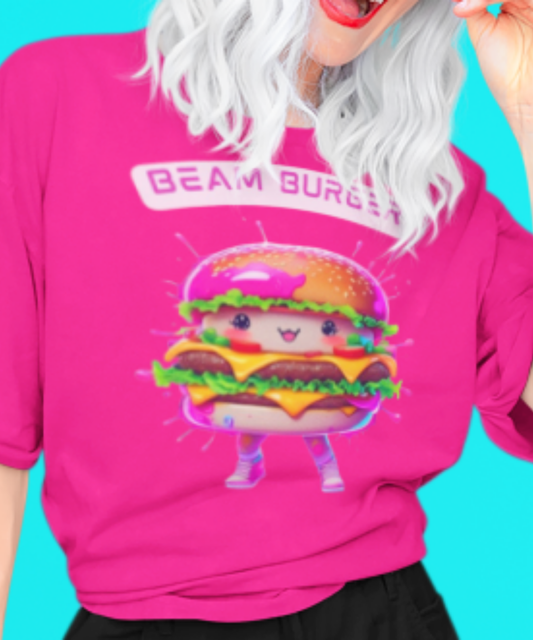 Beam Burger – Neon Buns & Big Smiles Tee Great Gift for Foodies Premium Unisex Crewneck T-shirt | Bella + Canvas 3001