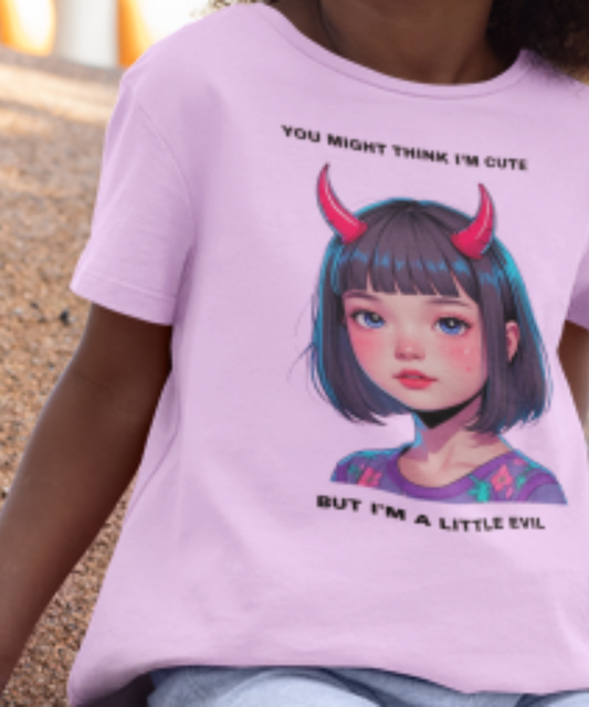 Too Cute: Lil’ Devil Girl Great Gift for Mischievous Girls Premium Kids Crewneck T-shirt