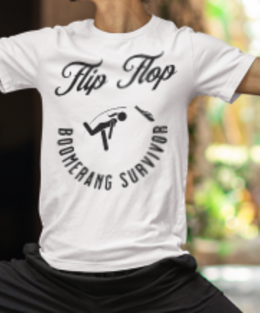 Flip Flop Boomerang Survivor Funny Graphic for Humorous Filipino Pinoy Philippines Great Gift for Humorous Fun Premium Unisex Crewneck T-shirt | Bella + Canvas 3001