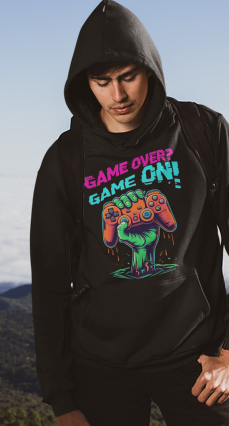 Game over? Game on! Zombie Game Great Gift for Gamers | Classic Unisex Pullover Hoodie | Gildan® 18500