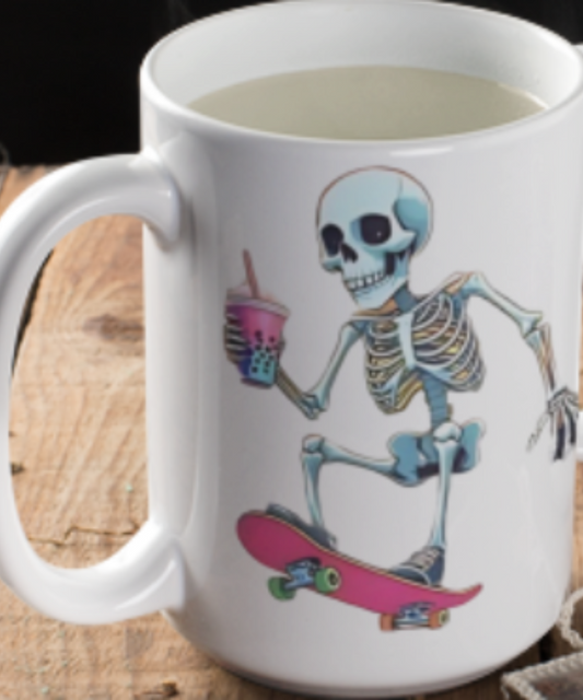 Neon Grind & Sip| Great Gift Ideal for Birthdays, Skate Crew Hand‑Outs, or “Just Because.” White 15oz Ceramic Mug