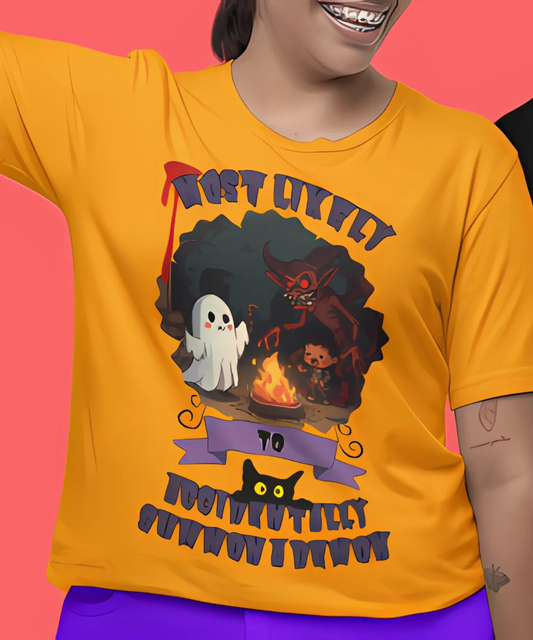 Most Likely To Accidentally Summon A Demon T-Shirt – Graphic Tee for Halloween Group Event Graphic Tee for Office Humor, Friend's Events and Work Gifts Premium Unisex Crewneck T-shirt | Bella + Canvas 3001